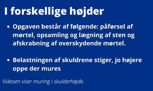 Grafik der forklarer hvordan belastningen er ved muring i forskellige højder